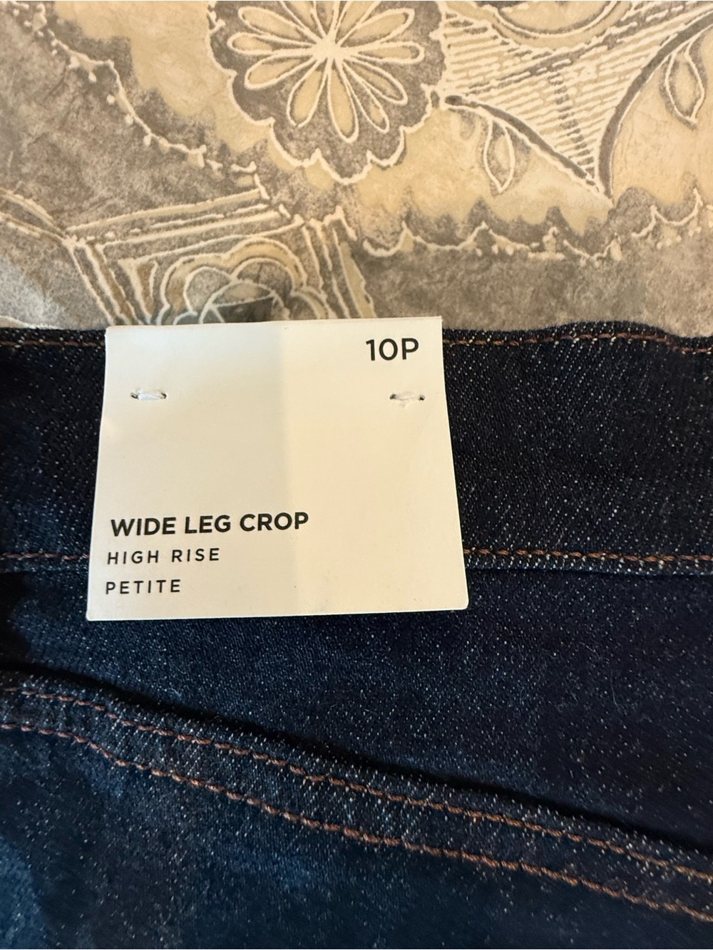 LOFT Wide Leg Crop High-Rise Jeans in Dark Blue Denim - Picture 2 of 3